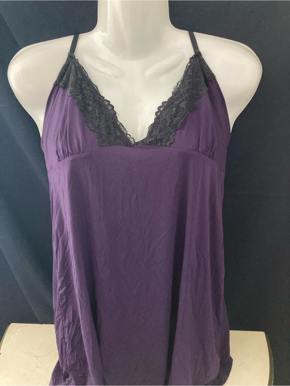La Senza Purple Lace T-Back Babydoll Chemise Lingerie Medium